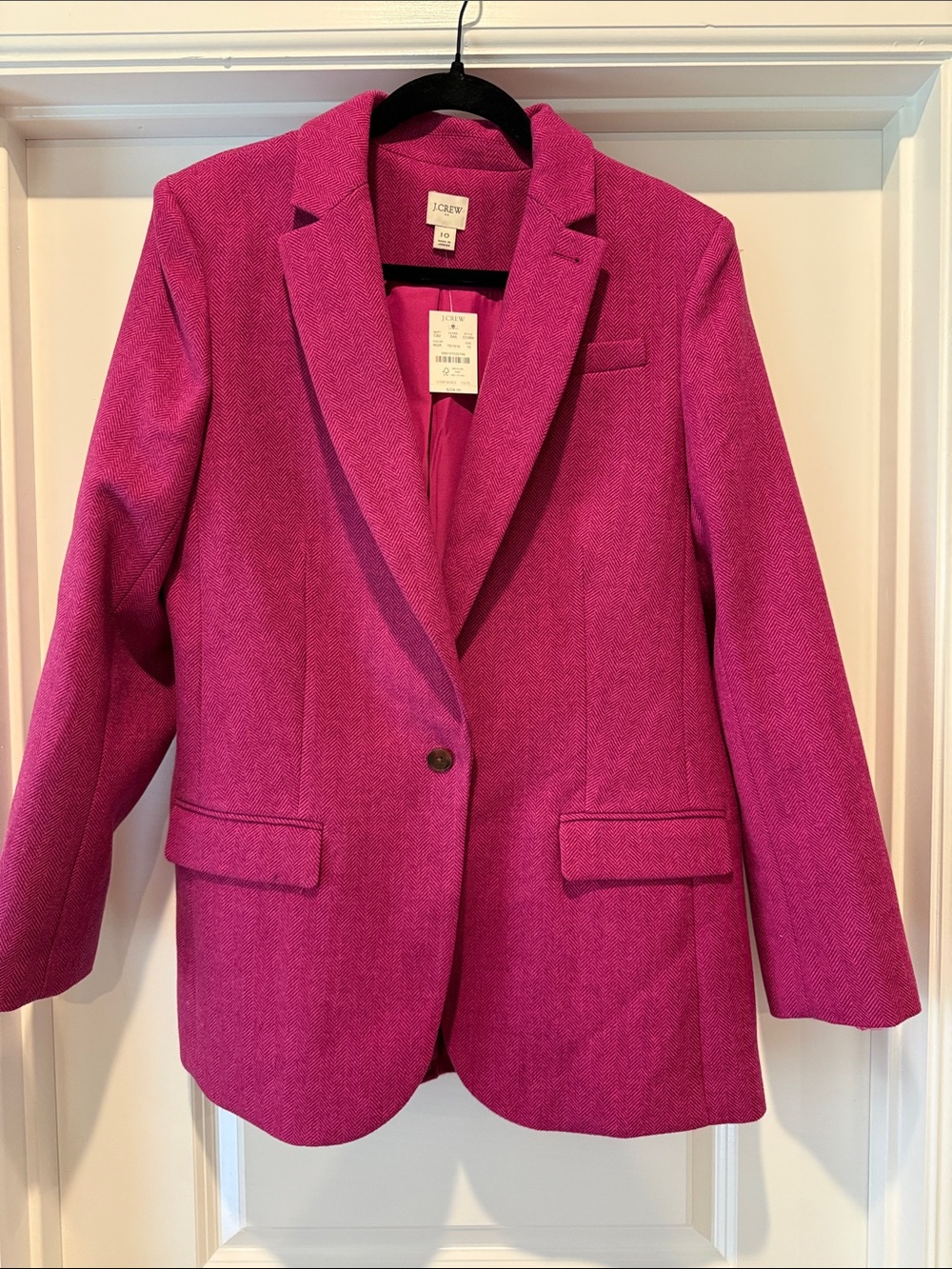 NWT J. Crew Women's Magenta Single-Button Blazer Size 10